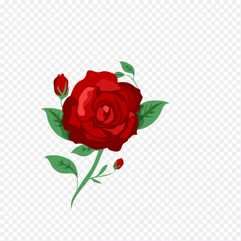 矢量手绘红色一枝玫瑰