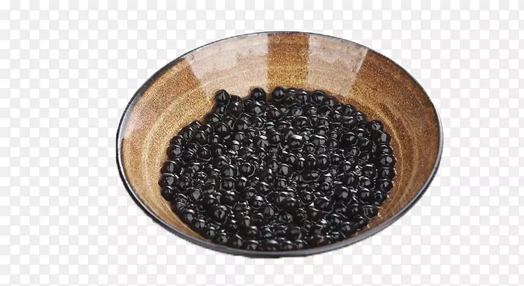 陶瓷碗里一碗黑色的珍珠豆
