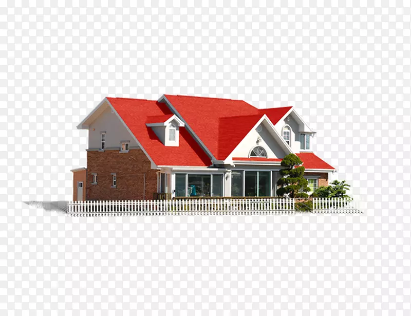 红色屋顶房子