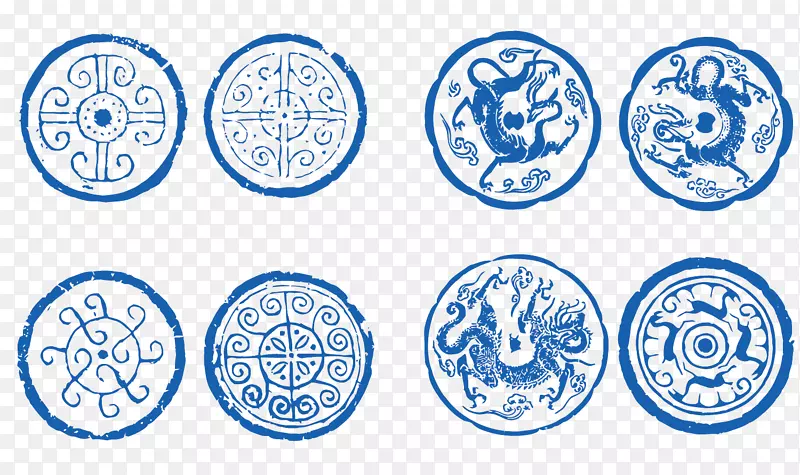 矢量青花瓷花纹