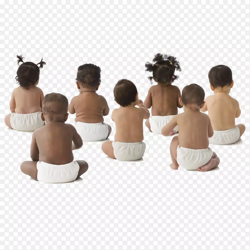 一群小宝宝坐着的可爱背影图案