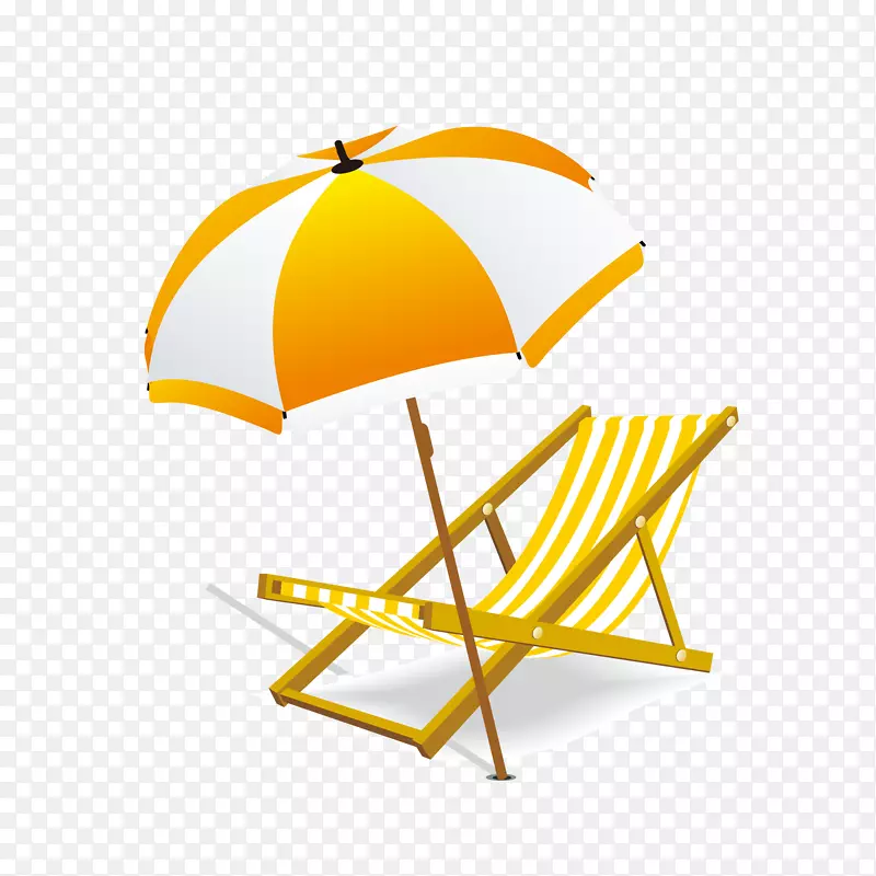 矢量卡通手绘休闲沙滩椅遮阳伞免