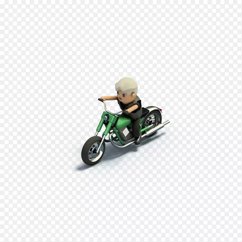 侧面的小人骑摩托车