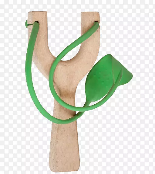 木质绿色皮绳弹弓