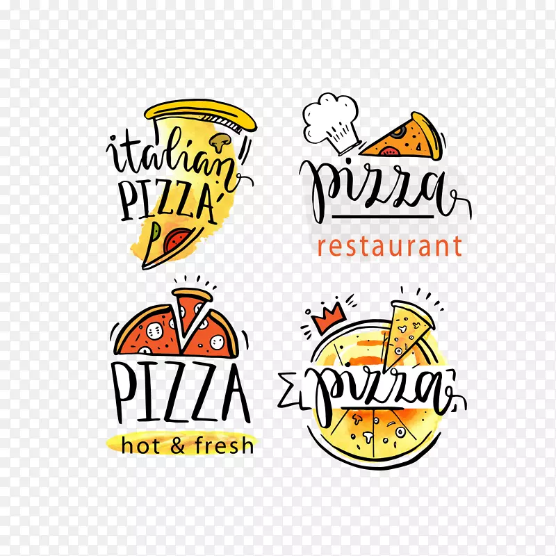 矢量可爱手绘意大利披萨标识
