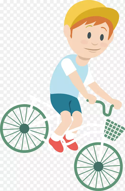 骑自行车的男孩矢量图