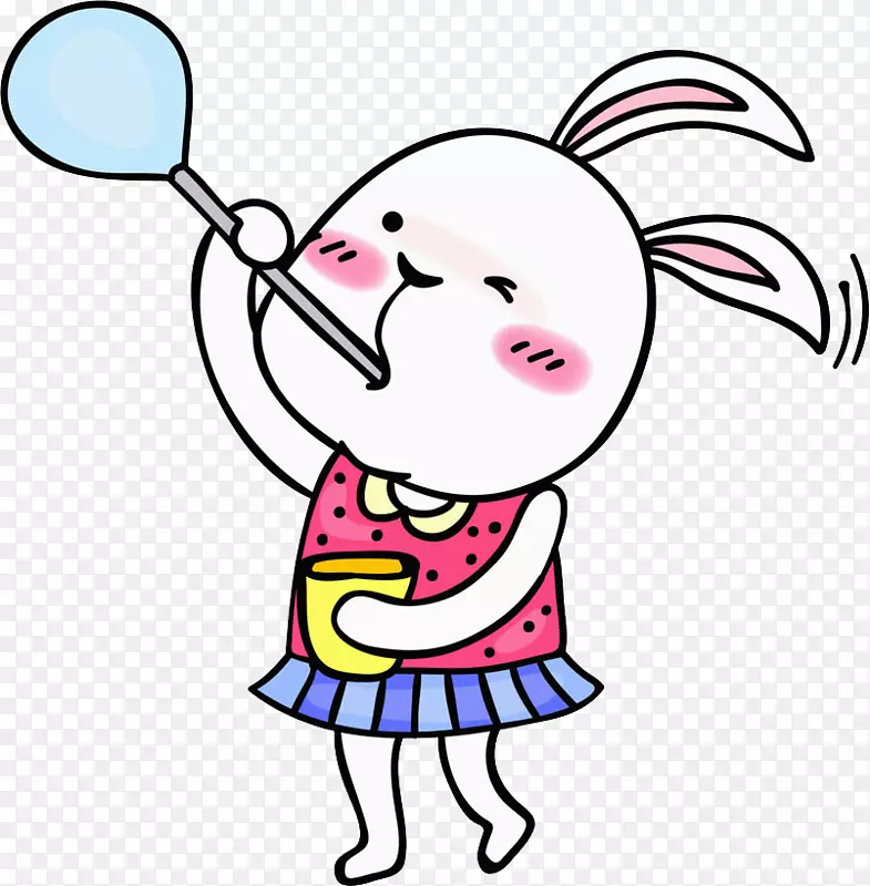 卡通吹泡泡的兔子PNG图