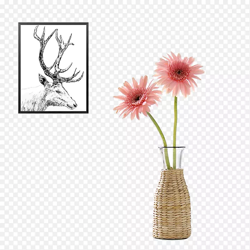 创意家居家装墙画摆件花瓶图片素