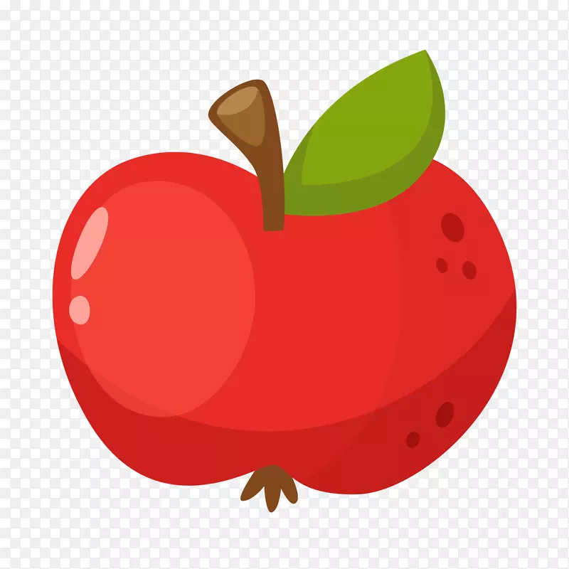 一只扁平化的红苹果