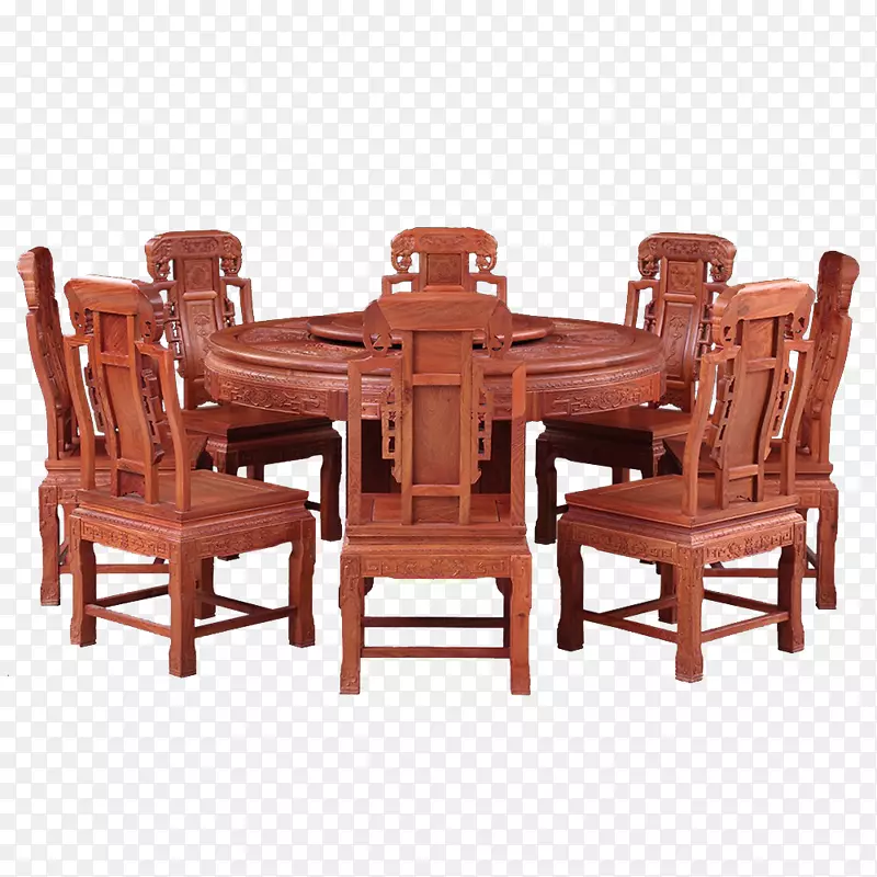 实物实木红木家具餐桌餐椅圆桌