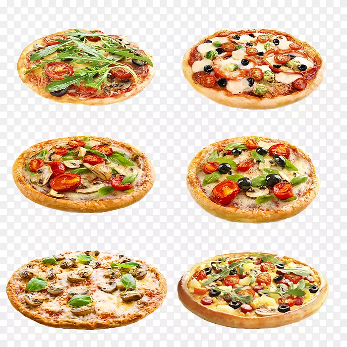 6款不同样式的披萨