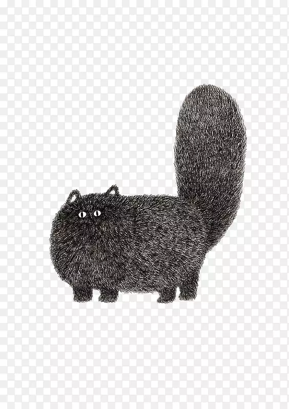 黑色猫咪插画