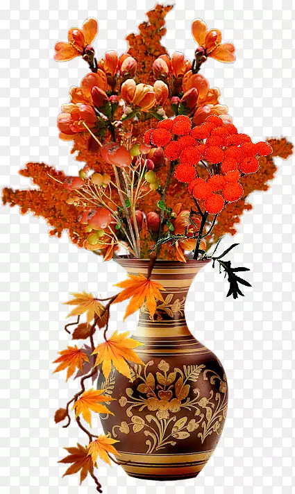 红色花瓶花朵素材免抠图片