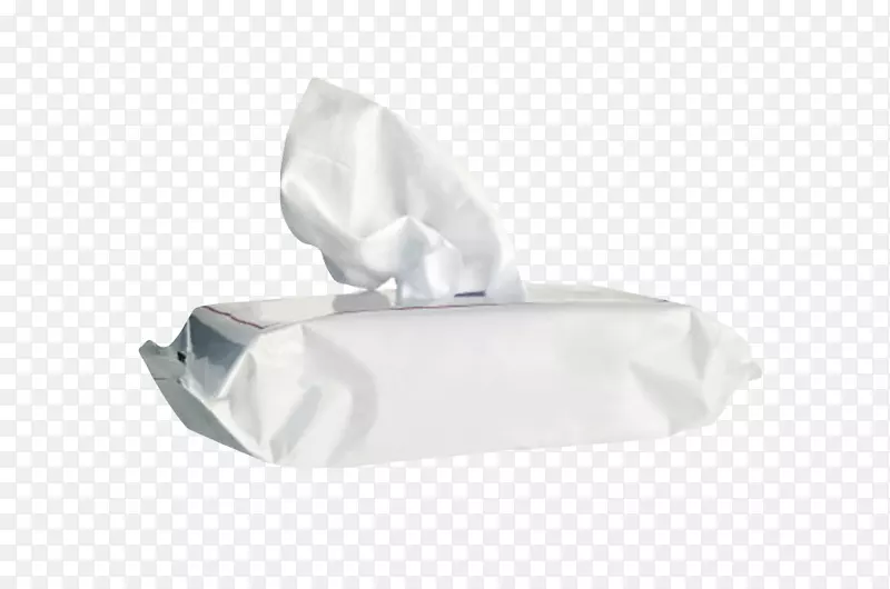 纯白色塑料包装的湿纸巾实物