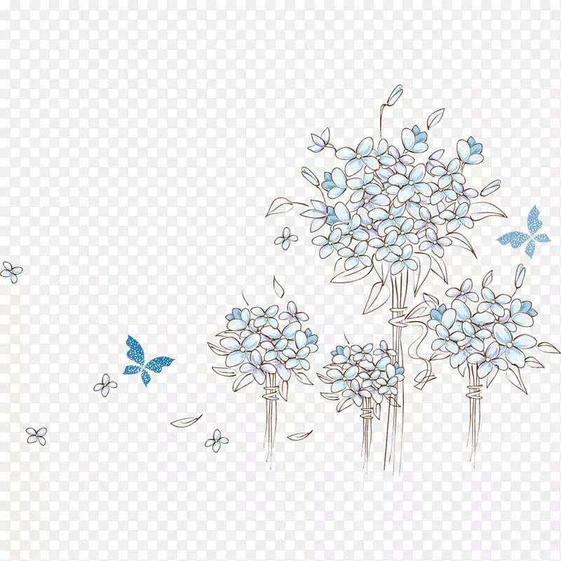 手绘紫丁香唯美插画PNG
