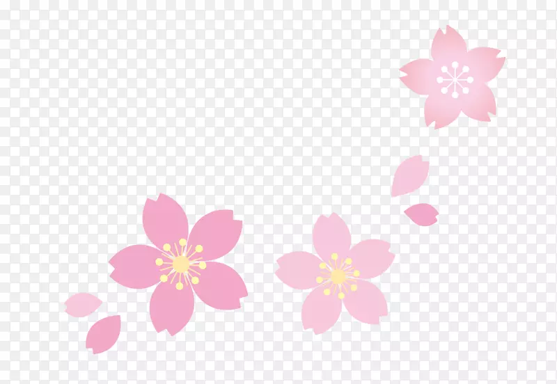 手绘美丽粉色小花装饰