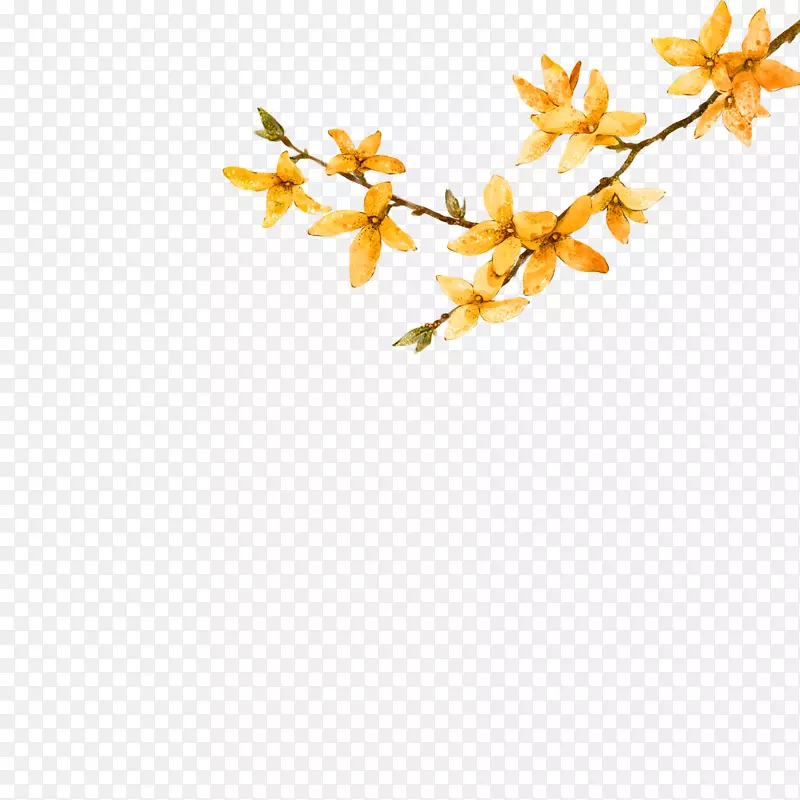 黄色清新花枝装饰图案