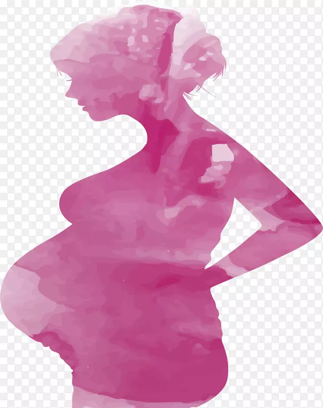 紫色手绘人物孕妇剪影