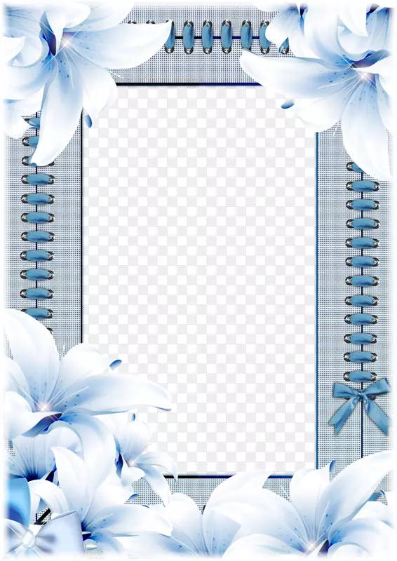 淡蓝色鲜花边框