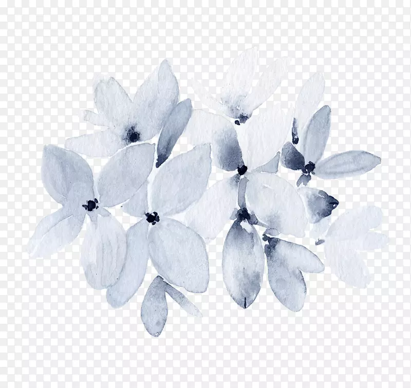 浅蓝色个性花朵手绘