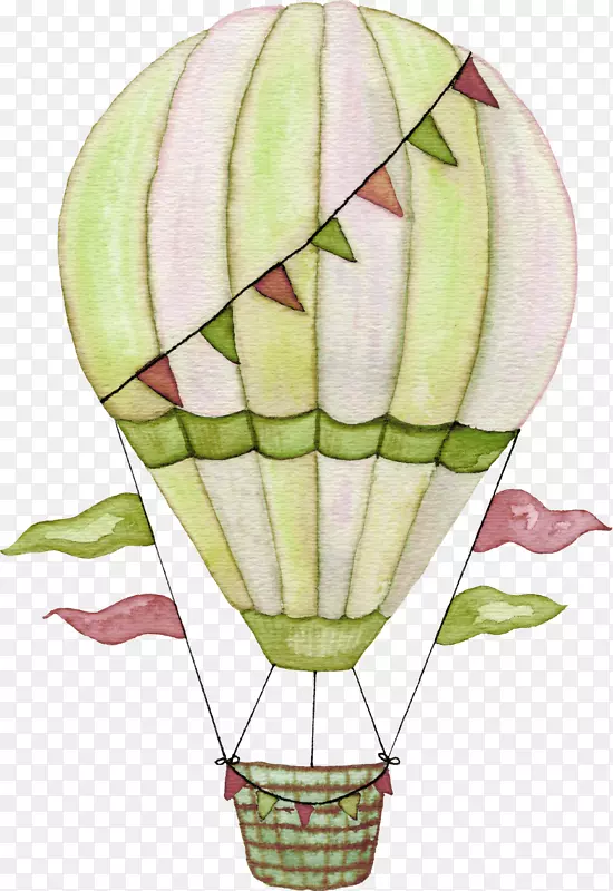 卡通手绘绿色的降落伞