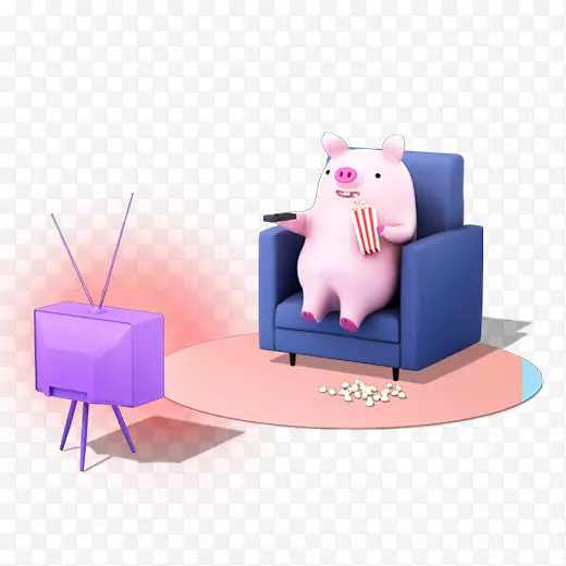 彩色小猪看电视元素