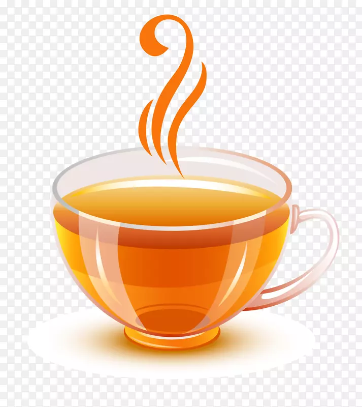 橘色清茶手绘图案