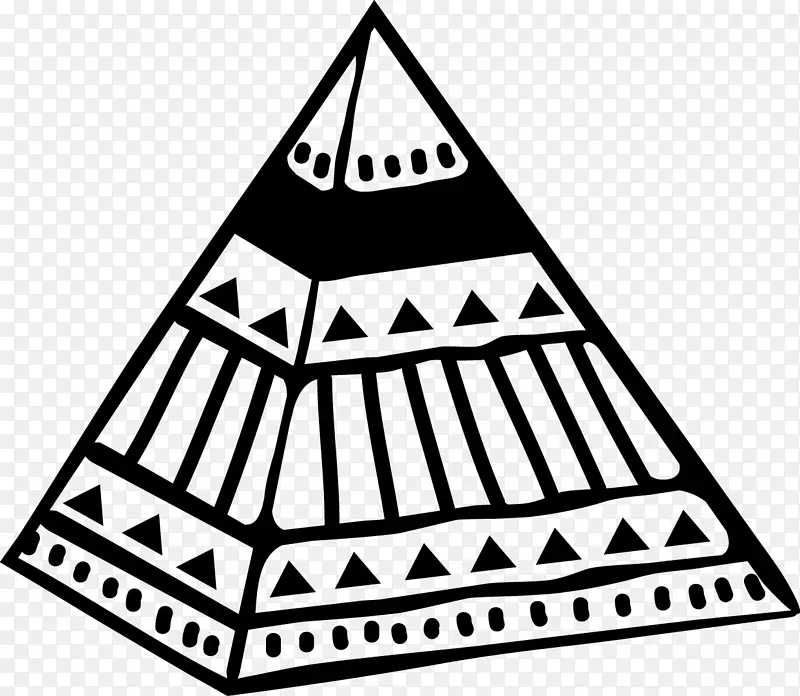 卡通黑色线条古埃及金字塔