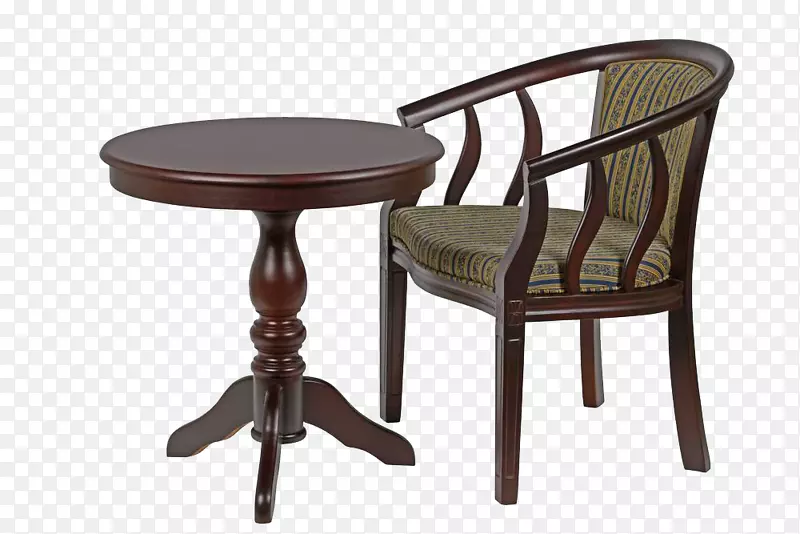 红木制成的圆桌子与椅子