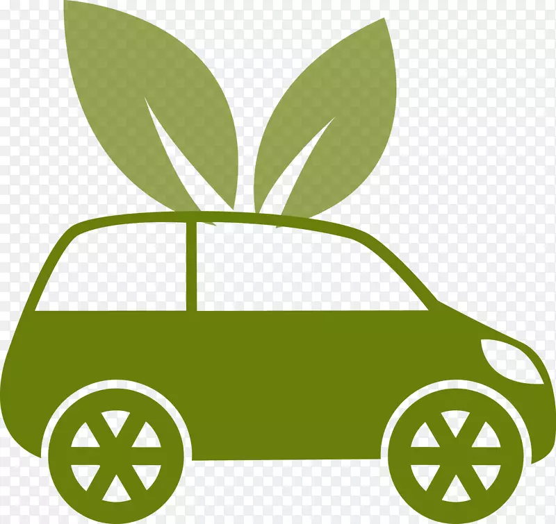 卡通绿色节能环保汽车图