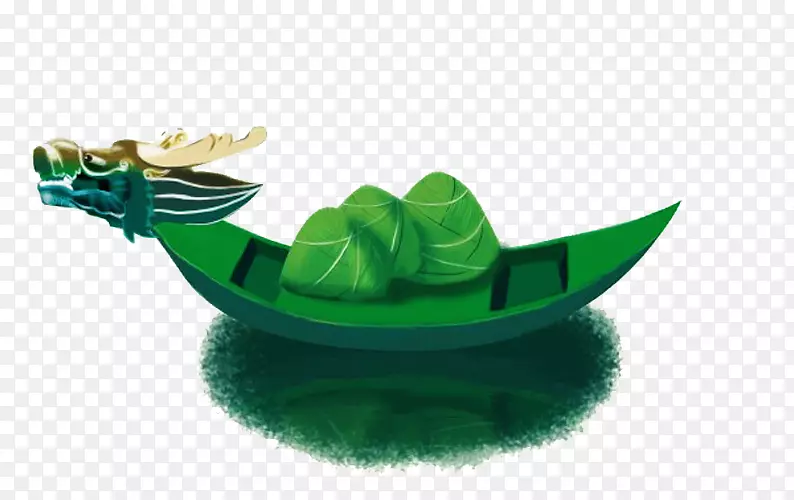 绿色端午龙舟粽子元素