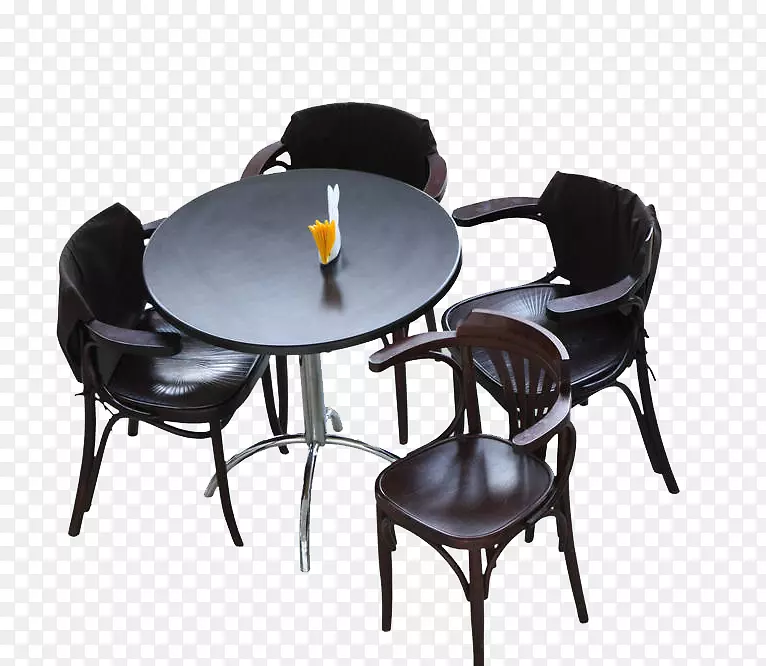 高档的黑木圆桌与椅子