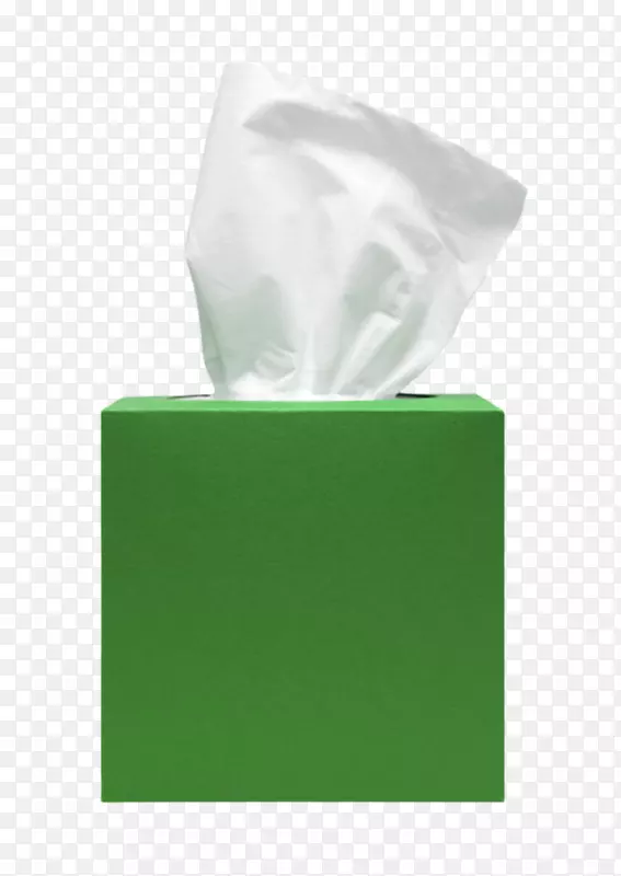 绿色正方形纸质包装盒的抽纸巾实
