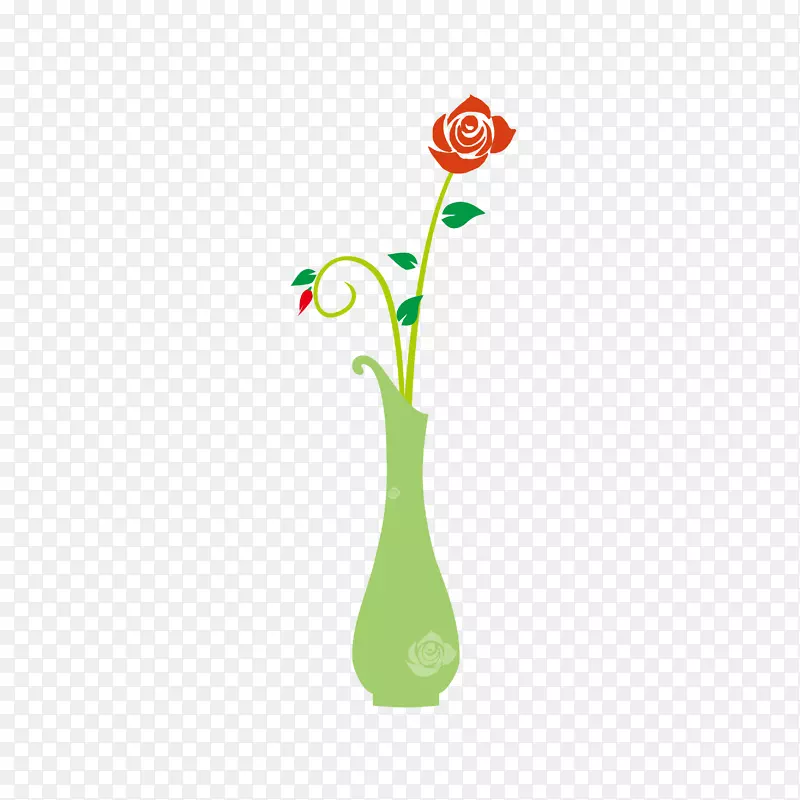 绿色花瓶卡通插画