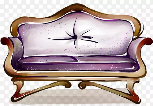 手绘紫色欧式沙发