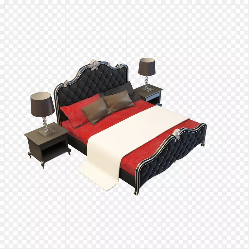 红色床单黑色时尚欧式大床