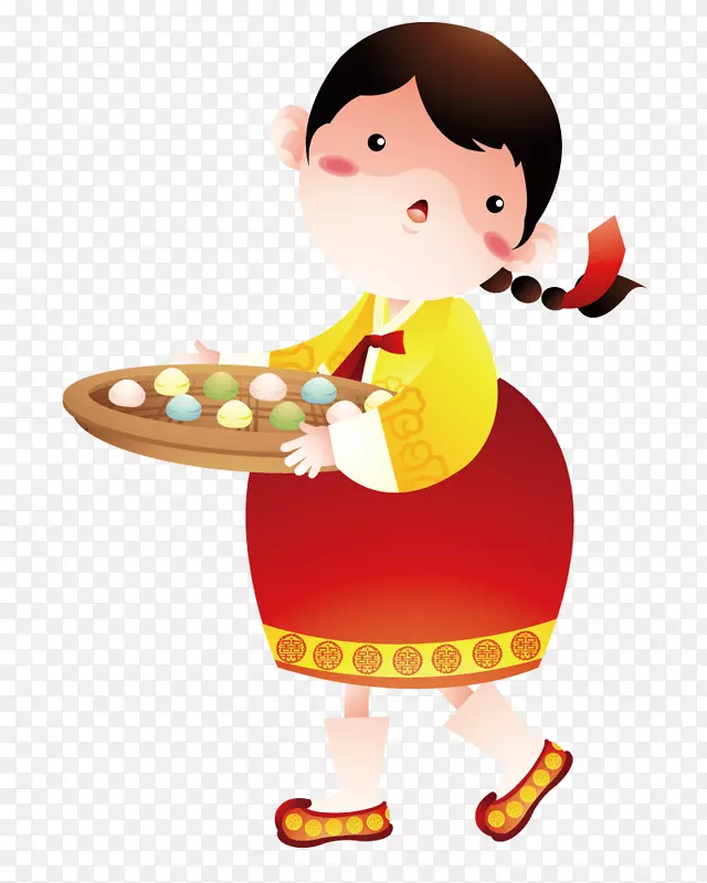 捧着糯米糍的女孩