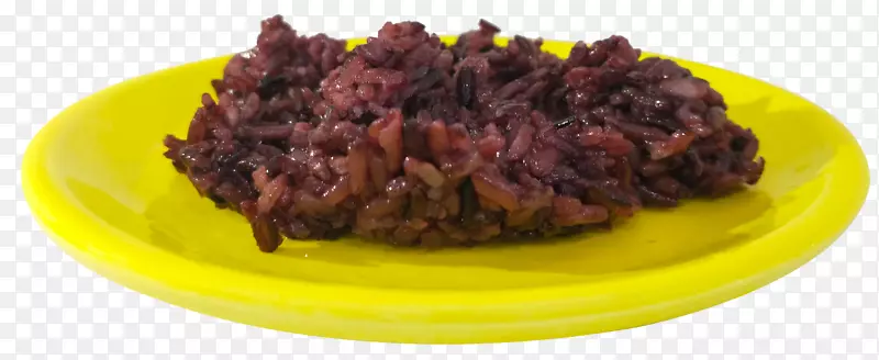 实物煮熟的紫米食物