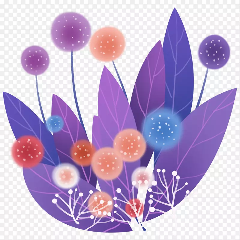 装饰紫色蒲公英植物插画