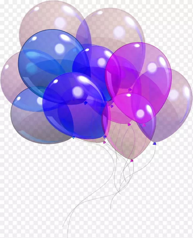 手绘蓝粉色半透明气球