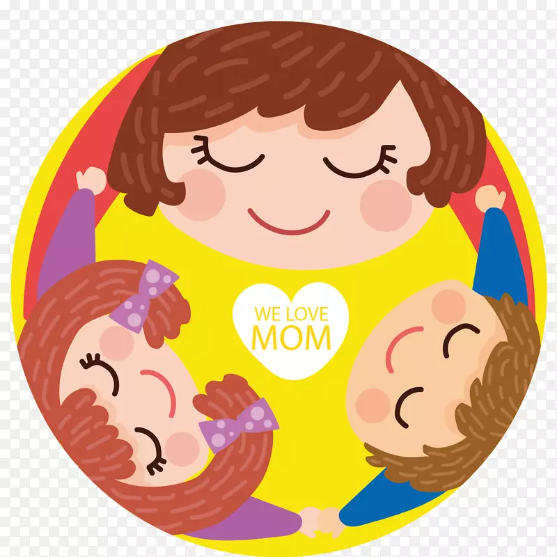 矢量圆形卡通母亲和孩子