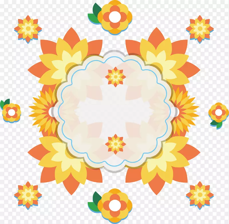 金色花朵标题框