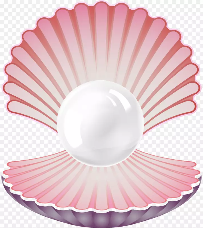 粉色贝壳装着珍珠立体矢量图