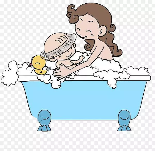 妈妈和小宝宝洗澡图片素材