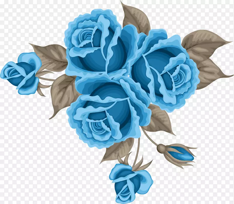 蓝色矢量玫瑰花