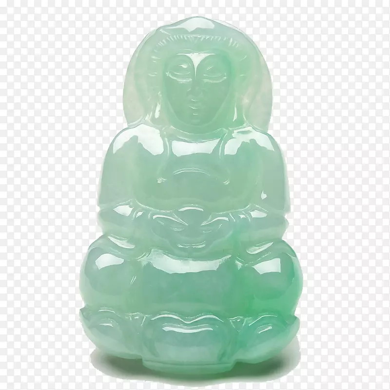 A货飘花翡翠观音挂件