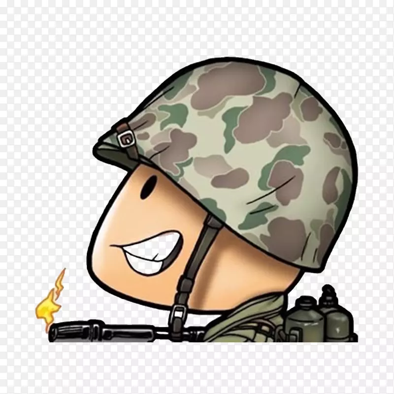卡通拿着抢的可爱小兵PNG