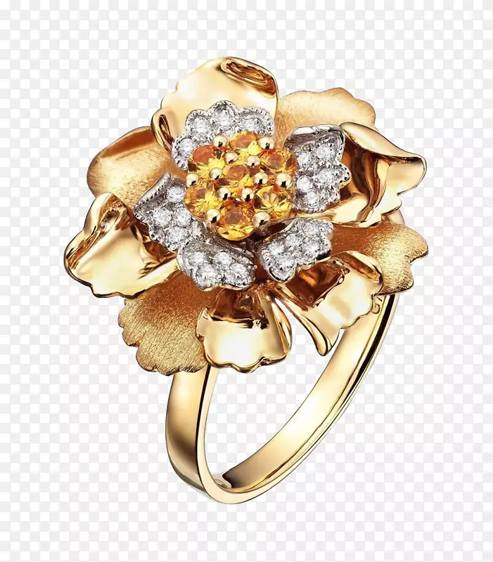 金色花朵戒指