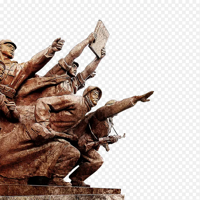 国庆纪念伟大军人抗战雕像元素