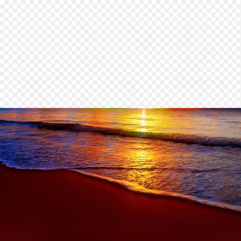 夕阳下金色的沙滩美丽的大海PNG图片素材下载_图片编号yzdmagay-免抠素材网